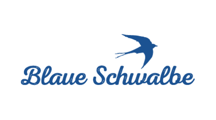 Blaue Schwalbe Logo blaue Schrift ohne Subline